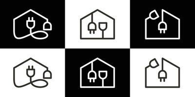 Logo Design elektrisch Auslauf und Zuhause Design Linie Symbol Vektor Illustration