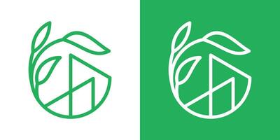 Grün Haus Logo Gebäude Symbol Vektor Illustration