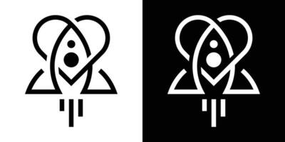 kärlek och raket logotyp design ikon vektor illustration