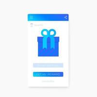 Belohnung, Geschenk-App, mobile Benutzeroberfläche, Vektor