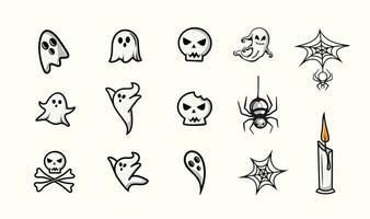 Linie Kunst Halloween Element Symbol Sammlung vektor