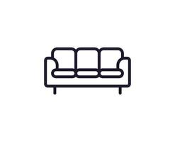 Sofa Konzept. Single Prämie editierbar Schlaganfall Piktogramm perfekt zum Logos, Handy, Mobiltelefon Apps, online Geschäfte und Netz Websites. Vektor Symbol isoliert auf Weiß Hintergrund.