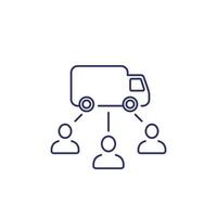 Lieferwagen und Kunden Liniensymbol vektor