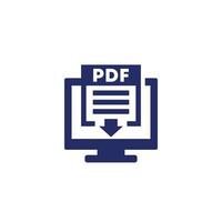 pdf-nedladdningsikon med dator vektor