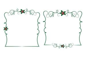 dekorativ Zier Weihnachten Rand rahmen, fröhlich Weihnachten Stechpalme Blätter Platz Rahmen, Ornament Rahmen Rand Ecke Dekoration, Hochzeit Gruß Karten Einladung Karte Urlaub Seite Grenzen Vektor