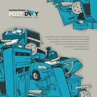 International Post Tag Illustration mit Gekritzel Kunst von Post- Werkzeuge Design zum Post Tag Kampagne vektor