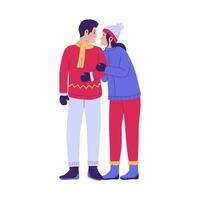begrepp illustration av ung par bär vinter- kläder. platt design illustration vektor