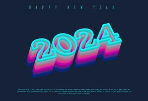 2024 Lycklig ny år. mall med färgrik brev logotyp för kalender, affisch, flygblad, baner. vektor