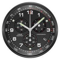 realistisk svart röd silver- klocka Kolla på kronograf sport lyx på vit bakgrund vektor
