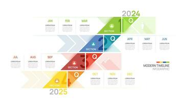 Geschäft Straße Karte Zeitleiste Infografik Pfeil Vorlage. modern Meilenstein Element Zeitleiste Diagramm Kalender und 4 Quartal Themen, Vektor Infografiken.