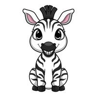 söt liten zebra tecknad serie på vit bakgrund vektor