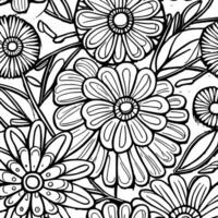 abstrakt schwarz und Weiß monochromatisch handgemalt Blumen Textur Muster Gekritzel Vektor Illustration