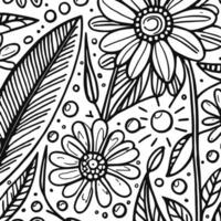 abstrakt schwarz und Weiß monochromatisch handgemalt Blumen Textur Muster Gekritzel Vektor Illustration