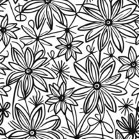 abstrakt schwarz und Weiß monochromatisch handgemalt Blumen Textur Muster Gekritzel Vektor Illustration