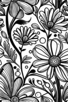 abstrakt schwarz und Weiß monochromatisch handgemalt Blumen Textur Muster Gekritzel Vektor Illustration