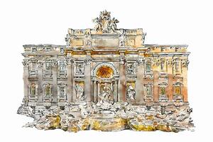 Rom Italien Aquarell Hand gezeichnet Illustration isoliert auf Weiß Hintergrund vektor