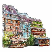 Straßburg Frankreich Aquarell Hand gezeichnet Illustration isoliert auf Weiß Hintergrund vektor