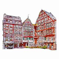 Bernkastel kues Deutschland Aquarell Hand gezeichnet Illustration isoliert auf Weiß Hintergrund vektor