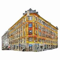 Vesterbro Kopenhagen Aquarell Hand gezeichnet Illustration isoliert auf Weiß Hintergrund vektor