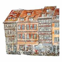 Erfurt altstadt Aquarell Hand gezeichnet Illustration isoliert auf Weiß Hintergrund vektor