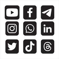 Sammlung beliebter Social-Media-Logos. facebook, instagram, twitter, linkedin, youtube, Telegramm, vimeo, snapchat, whatsapp. realistisches Redaktionsset. vektor