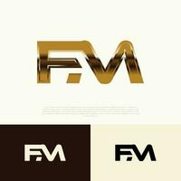 fm första modern logotyp exklusiv mall för varumärke identitet vektor