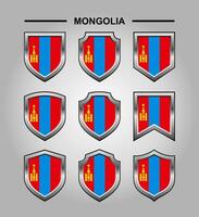 Mongolei National Embleme Flagge und Luxus Schild vektor