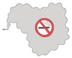 rauchende Zigarette der Karikatur in einem Nichtraucherplatz, Vektorillustration vektor