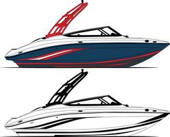 båt vektor, motorbåt vektor linje konst illustration.