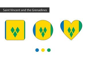Heilige Vincent und das Grenadinen 3 Formen Quadrat, Kreis, Herz mit Stadt Flagge. isoliert auf Weiß Hintergrund. vektor