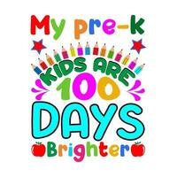 min pre-k barn är 100 dagar ljusare. 100 dagar skola t-shirt design. vektor