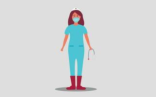 weiblich Frau Krankenschwester Charakter präsentieren etwas isoliert Vektor Illustration