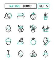 uppsättning av natur och miljö ikoner vektor