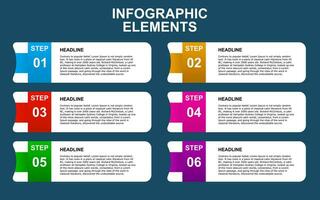 Infografik Vorlage Design mit 6 Schritte. Infografik Design zum Präsentationen, Banner, Infografiken und Plakate vektor