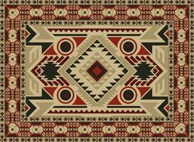 bunt Zier Vektor Design zum Teppich, Tapis, Yoga Matte. geometrisch ethnisch Clip Art. arabisch Zier Teppich mit dekorativ elements.persian Teppich,