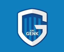 krc genk logotyp klubb symbol belgien liga fotboll abstrakt design vektor illustration med blå bakgrund