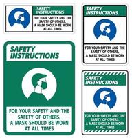 säkerhetsinstruktioner för din säkerhet och andra maskerar hela tiden vektor