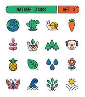 uppsättning av natur och miljö ikoner vektor