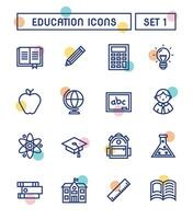 uppsättning av skola och utbildning ikoner vektor