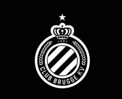 klubb brugge kv klubb symbol logotyp vit belgien liga fotboll abstrakt design vektor illustration med svart bakgrund