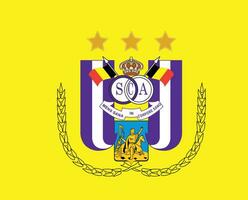 anderlecht klubb logotyp symbol belgien liga fotboll abstrakt design vektor illustration med gul bakgrund