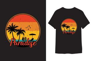 Sommer- Strand und Sonnenuntergang Vektor Grafik t Hemd Design