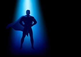 superhjälte som står under det blå ljuset vektor