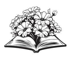 blommig öppen bok skiss hand dragen vektor illustration information och utbildning