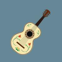 guitarron mexicano mexikansk gitarr platt vektor i tecknad serie stil. instrument för mariachi band. mexikansk traditionell kultur. dia de los muertos. dag av de död- begrepp