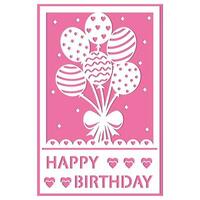 mall stencil av en födelsedag hälsning kort med ballonger i de stil av papper urklipp, fil skärande vektor