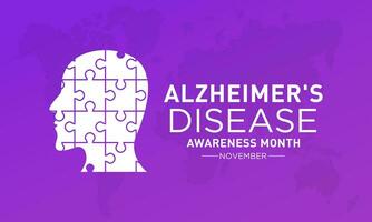 Alzheimer Krankheit Bewusstsein Monat ist beobachtete jeder Jahr im November. Vektor Vorlage zum Banner, Gruß Karte, Poster mit Hintergrund. Vektor Illustration.