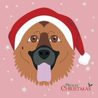 jul hälsning kort. tysk herde hund med röd jultomten hatt vektor