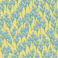 nahtlos Blumen- drucken Muster mit Gelb und Blau Mimose Blumen, Blätter im Hand gezeichnet Stil auf ein blau-türkis Hintergrund. Ukraine Flagge Blume Konzept vektor