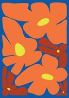 modern modisch matisse minimal Stil. abstrakt groovig Blumen- Plakate. zeitgenössisch botanisch Hintergrund, modern drucken Blumen- Element vektor